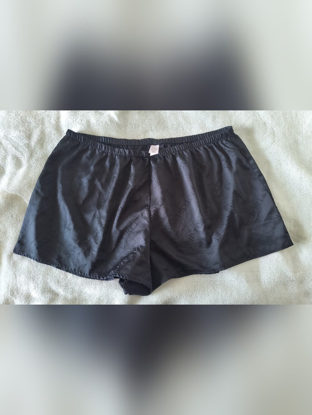 Victoria's Secret Black Logo Satin Sleep Shorts Large L